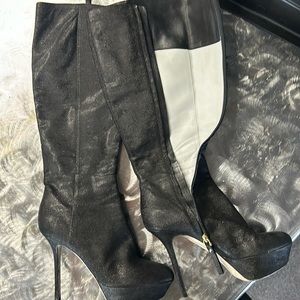 Sergio Rossi black knee high boots platform boots